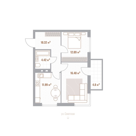 
  Продается 2-комн. квартира 56.7 м², в  Николаевские кварталы, Воскресенский. Фото 1.