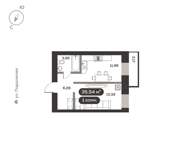 
  Продается 1-комн. квартира 35.54 м², в ЖК ДАО, дом 2. Фото 5.