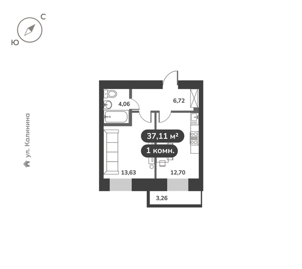 
  Продается 1-комн. квартира 37.11 м², в ЖК Времена, 1 этап. Фото 6.