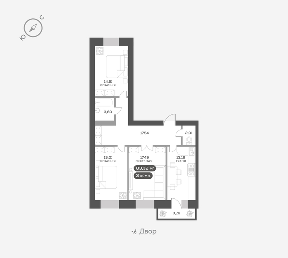 
  Продается 3-комн. квартира 83.3 м², в ЖК ОКТА, дом 2. Фото 6.