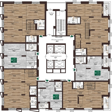 
   Продам 2-комнатную, 56.4 м², Шервуд, (Нагорная 6-я, 15г/12)

. Фото 2.