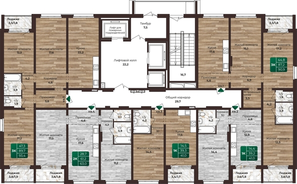 
   Продам 1-комнатную, 41 м², Шервуд, (Нагорная 6-я, 15в корп 2)

. Фото 2.