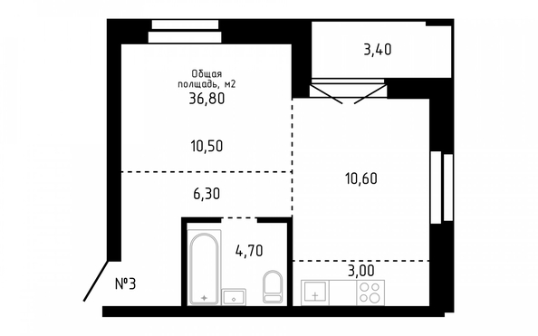 
   Продам 2-комнатную, 36.8 м², Smart (Смарт)

. Фото 8.