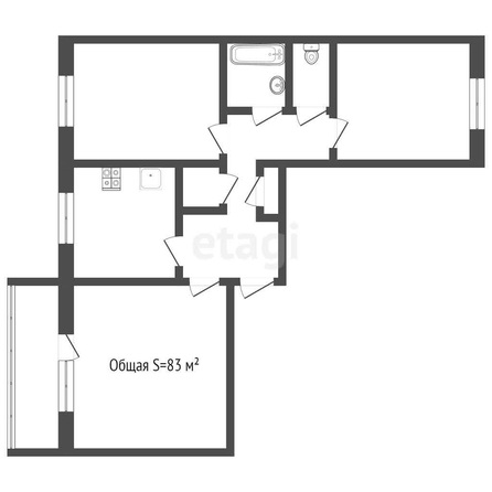 
   Продам 3-комнатную, 83 м², Сергея Ускова ул, 23

. Фото 2.