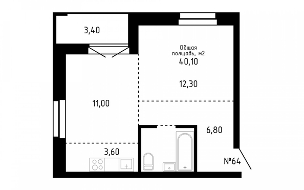 
   Продам 2-комнатную, 40.1 м², Smart (Смарт)

. Фото 8.