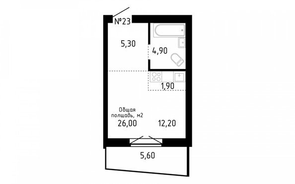 
   Продам студию, 26 м², Smart (Смарт)

. Фото 10.