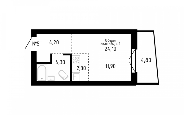 
   Продам студию, 24.4 м², Smart (Смарт)

. Фото 2.