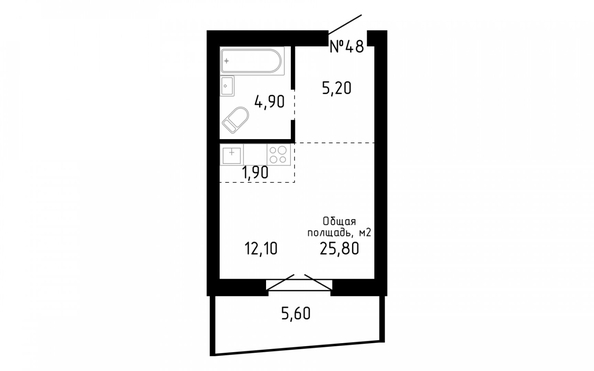 
   Продам студию, 25.8 м², Smart (Смарт)

. Фото 1.