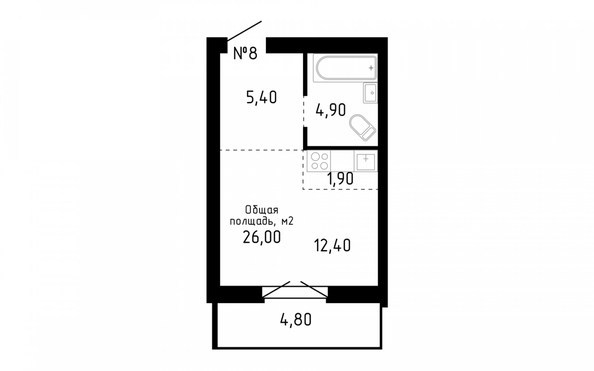 
   Продам студию, 26 м², Smart (Смарт)

. Фото 5.