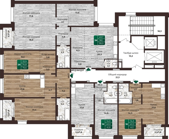 
  Продается 3-комн. квартира, 99.9 м², ЖК Шервуд, (Нагорная 6-я, 15в корп 1)
. Фото 1.