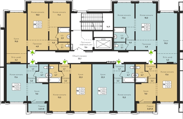 
  Продается 2-комн. квартира, 68.1 м², ЖК Шотландия, Солнечная поляна 69
. Фото 1.