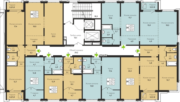 
  Продается 3-комн. квартира, 82.9 м², ЖК Шотландия, Солнечная поляна 69
. Фото 1.