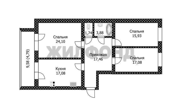 
  Продается 3-комн. квартира, 97.4 м², Власихинская ул
. Фото 14.