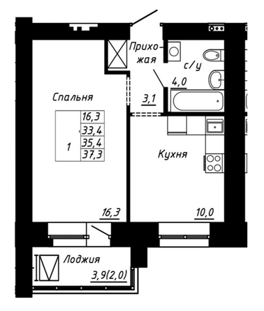 
  Продается 1-комн. квартира, 37.3 м², ЖК Классика, Павловский 60Б
. Фото 22.