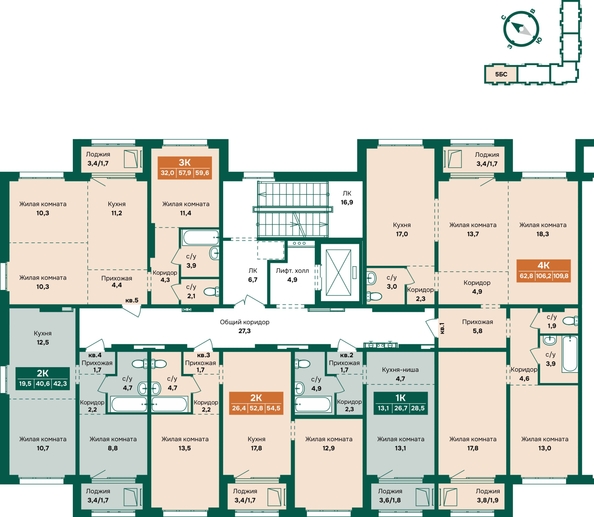 
  Продается 2-комн. квартира 42.3 м², в ЖК Камчатка, корпус 6/3. Фото 1.