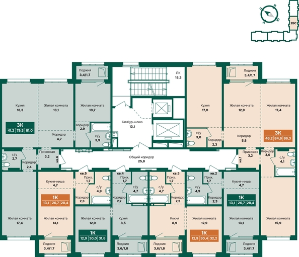 
  Продается 1-комн. квартира 31.8 м², в ЖК Камчатка, корпус 6/3. Фото 1.