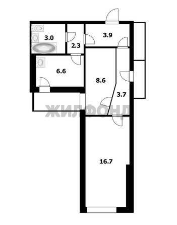 
  Продается 2-комн. квартира 46.3 м². Фото 2.