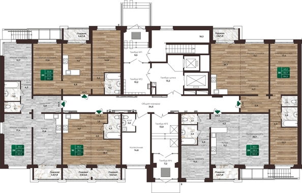 
  Продается 2-комн. квартира 60.3 м², в ЖК Шервуд, (Нагорная 6-я, 15в корп 3). Фото 1.