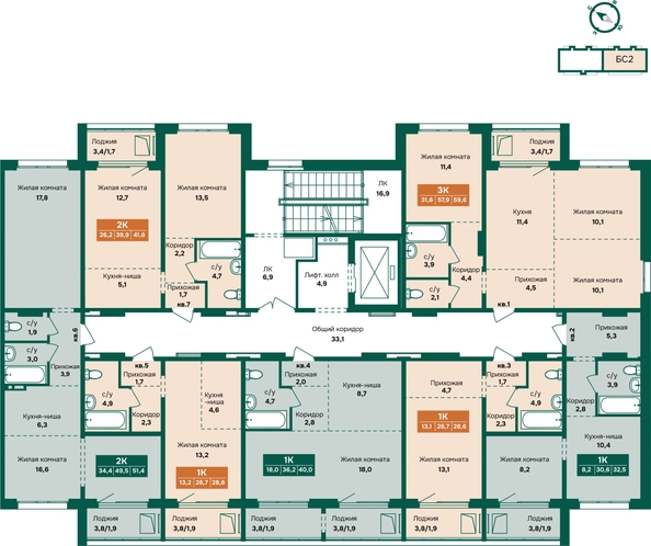 
  Продается 2-комн. квартира 41.6 м², в ЖК Камчатка, корпус 6/2. Фото 1.