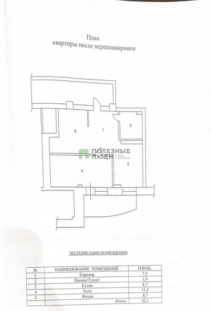 
   Продам 1-комнатную, 42.1 м², Ключевская ул, 54В

. Фото 2.