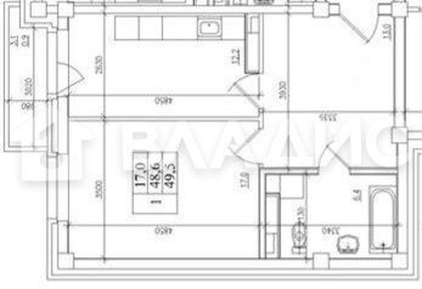 
   Продам 1-комнатную, 48.6 м², Калашникова ул, 11Б/1

. Фото 1.