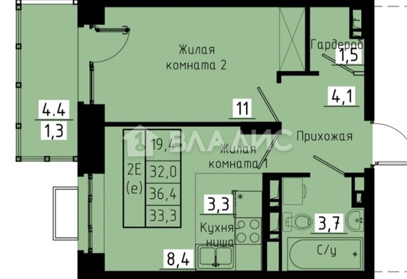 
  Продается 1-комн. квартира, 33.3 м², д. 4к1
. Фото 4.