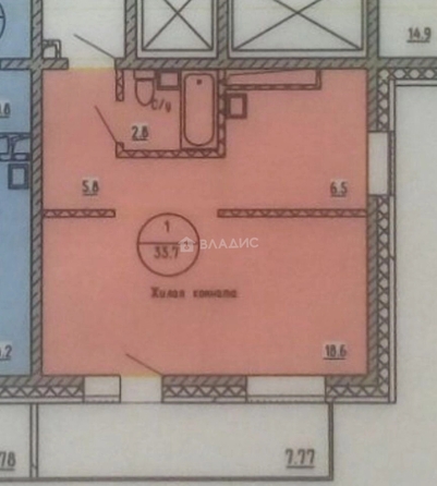 
  Продам 1-комн. квартиру 33.7 м². Фото 21.