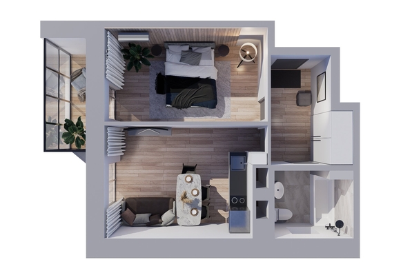 
  Продается 1-комн. квартира 40.96 м², в ЖК Ёлки, дом 3. Фото 1.