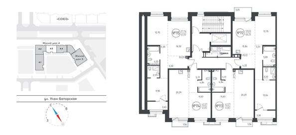 
   Продам 1-комнатную, 43.59 м², СОЮЗ PRIORITY, дом 4

. Фото 1.