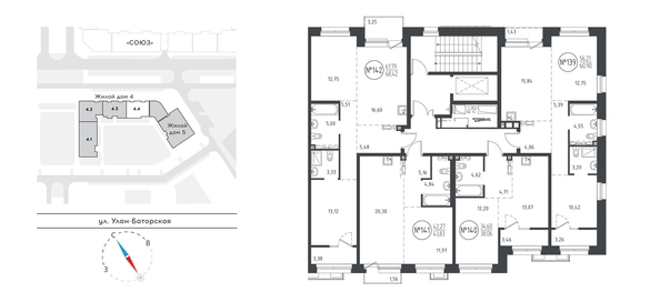 
   Продам 2-комнатную, 60.63 м², СОЮЗ PRIORITY, дом 4

. Фото 1.