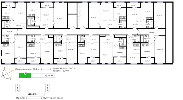 
   Продам 2-комнатную, 60.56 м², Юго-Западный, дом 17

. Фото 12.