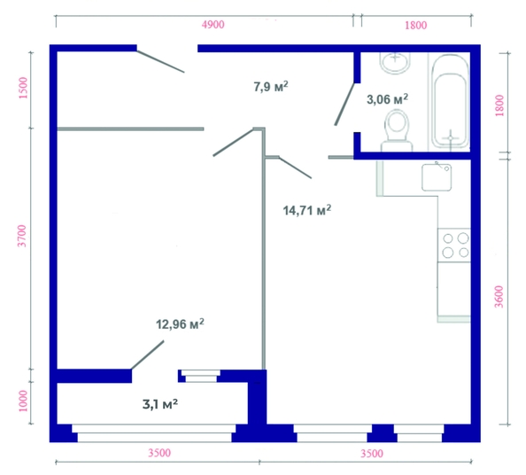 
  Продается 1-комн. квартира, 41.73 м², ЖК Юго-Западный, дом 17
. Фото 3.
