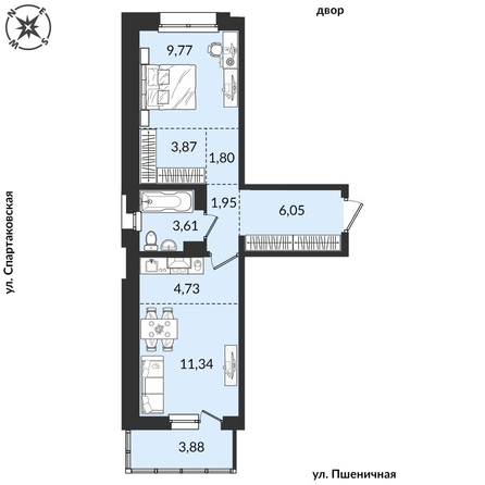 
   Продам 2-комнатную, 47 м², Источник, дом 4

. Фото 1.