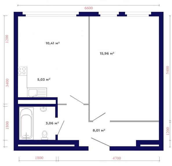 
   Продам 2-комнатную, 42.47 м², Юго-Западный, дом 17

. Фото 4.