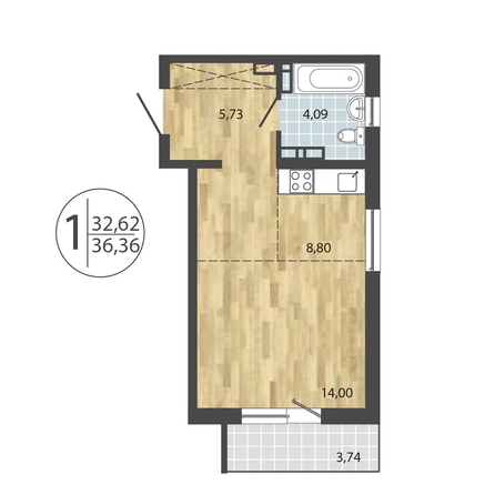 
  Продается 1-комн. квартира, 36.36 м², ЖК ЛЕРМОНТОВ ПАРК, дом 1
. Фото 7.