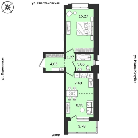 
   Продам 1-комнатную, 43.64 м², Источник, дом 5

. Фото 1.