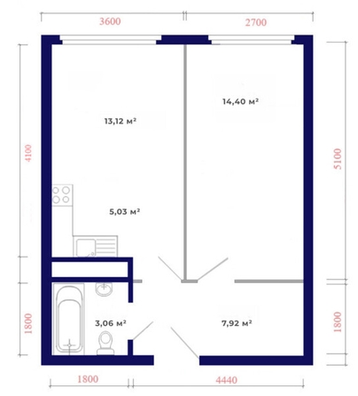 
   Продам 2-комнатную, 43.53 м², Юго-Западный, дом 17

. Фото 11.