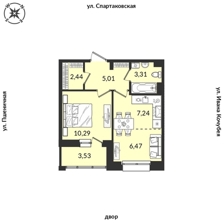 
   Продам 1-комнатную, 38.29 м², Источник, дом 5

. Фото 1.