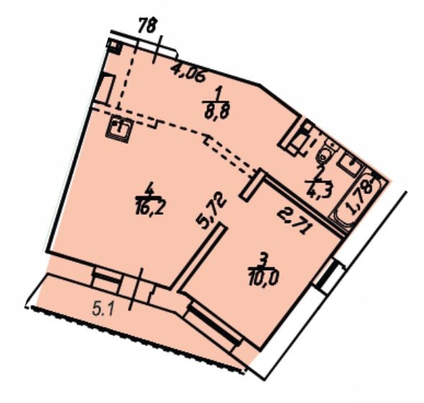 
   Продам 1-комнатную, 44.4 м², Центральная ул (Стрижи кв-л), 15

. Фото 3.