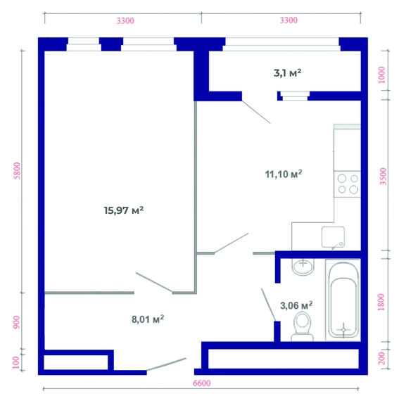 
  Продается 1-комн. квартира, 41.24 м², ЖК Юго-Западный, дом 17
. Фото 2.
