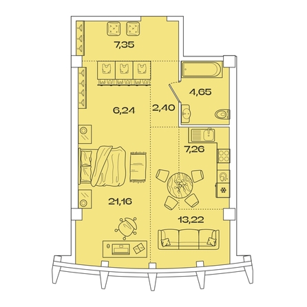 
   Продам 1-комнатную, 62.28 м², Звезды, дом 2

. Фото 1.