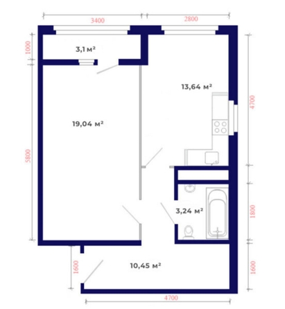 
  Продается 1-комн. квартира, 49.47 м², ЖК Юго-Западный, дом 17
. Фото 2.