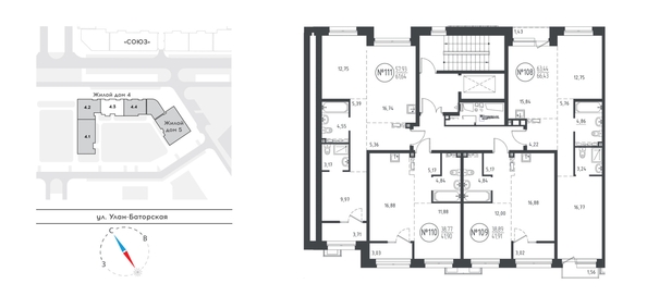 
  Продается 2-комн. квартира, 60.95 м², ЖК СОЮЗ PRIORITY, дом 4
. Фото 1.