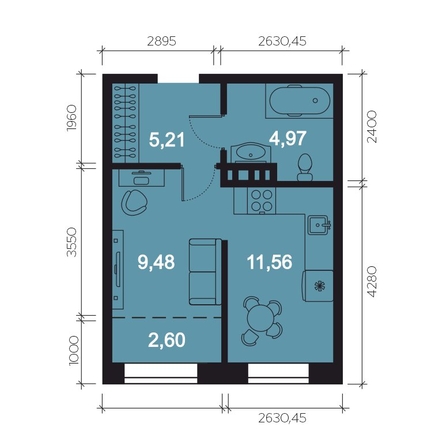 
  Продается 1-комн. квартира, 33.82 м², ЖК RIVERANG (РиверАнг)
. Фото 1.