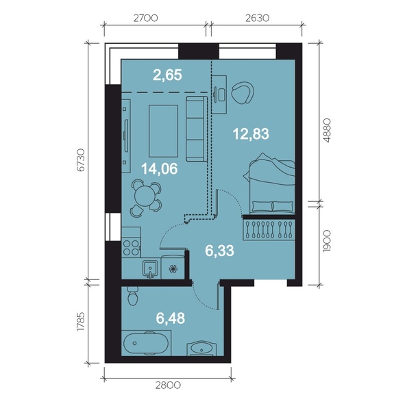 
  Продается 2-комн. квартира, 42.35 м², ЖК RIVERANG (РиверАнг)
. Фото 1.