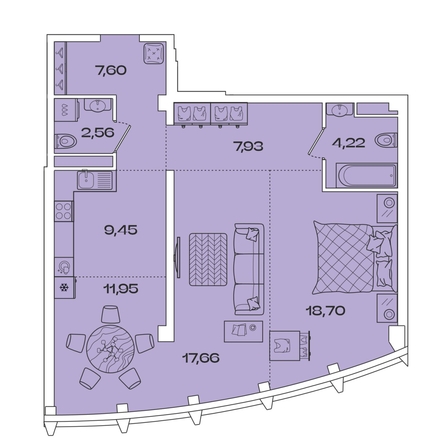 
  Продается 2-комн. квартира, 80.07 м², ЖК Звезды, дом 1
. Фото 1.
