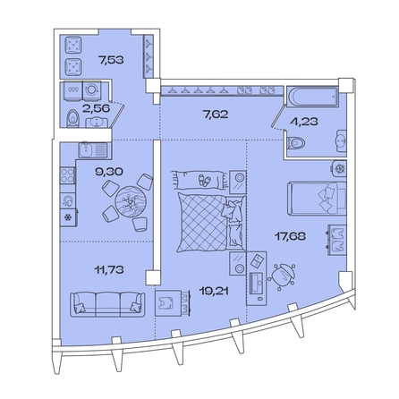 
  Продается 2-комн. квартира, 79.86 м², ЖК Звезды, дом 2
. Фото 1.