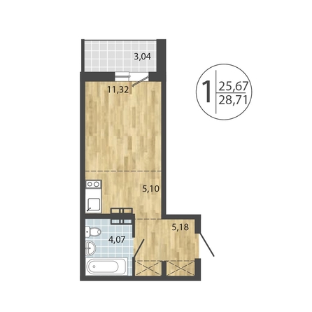 
  Продается 1-комн. квартира, 28.7 м², ЖК ЛЕРМОНТОВ ПАРК, дом 1
. Фото 2.