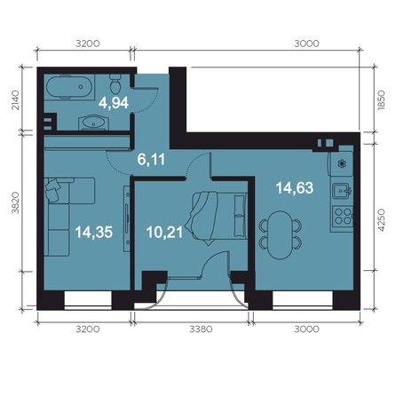 
  Продается 2-комн. квартира, 52.33 м², ЖК RIVERANG (РиверАнг)
. Фото 1.