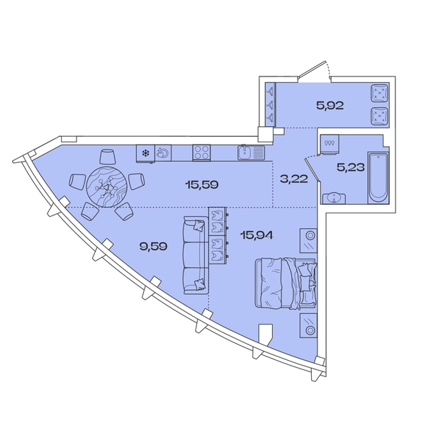 
  Продается 1-комн. квартира, 55.49 м², ЖК Звезды, дом 2
. Фото 1.